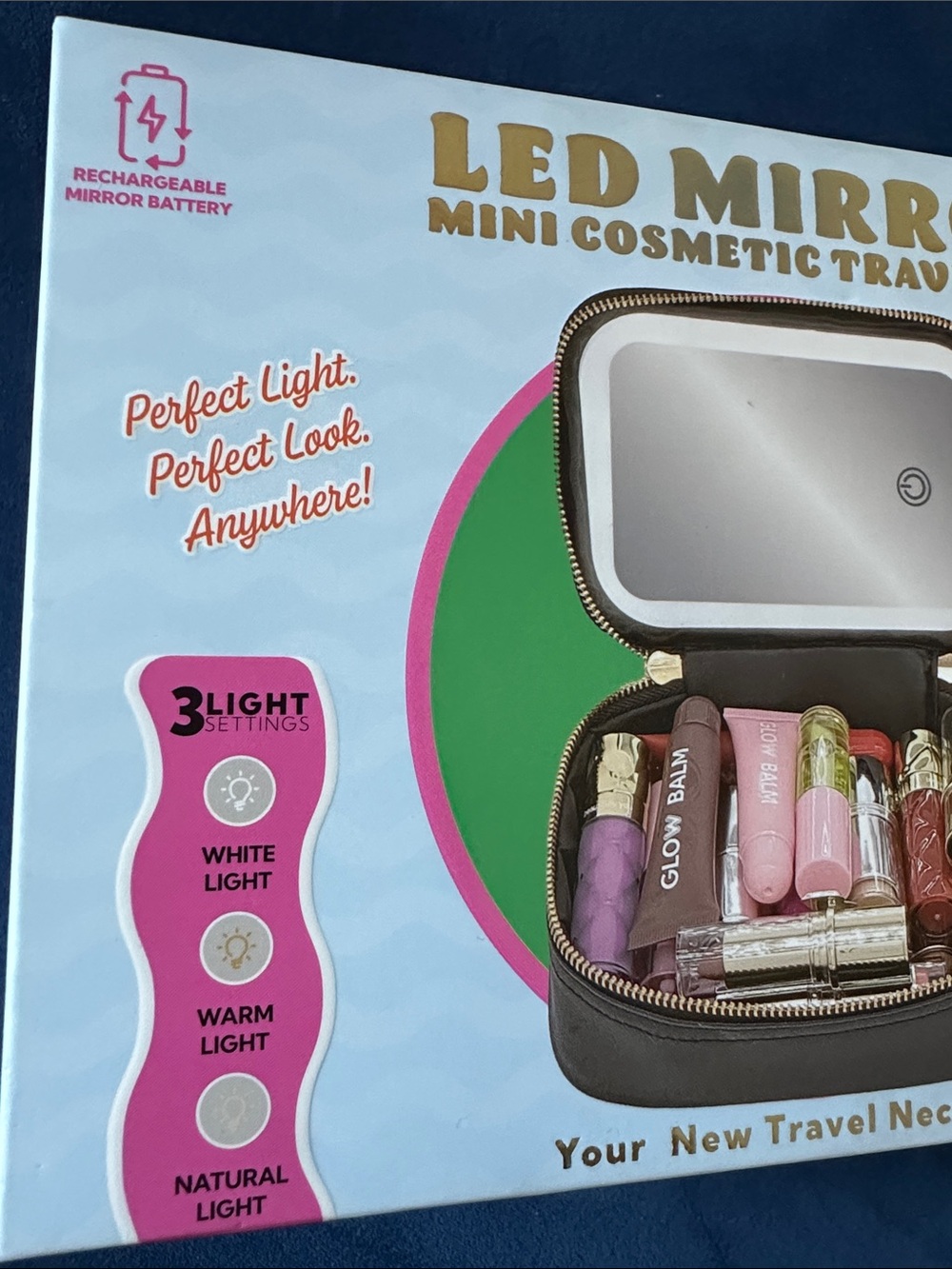 LED Mirror Mini Cosmetic Travel Bag NIB - Picture 2 of 4